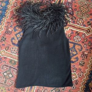 Sydney Easton Sleeveless Sweater Feather Neck